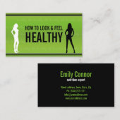 Black & White Woman Profile Healthcare Green Card 名刺 (正面/裏面)