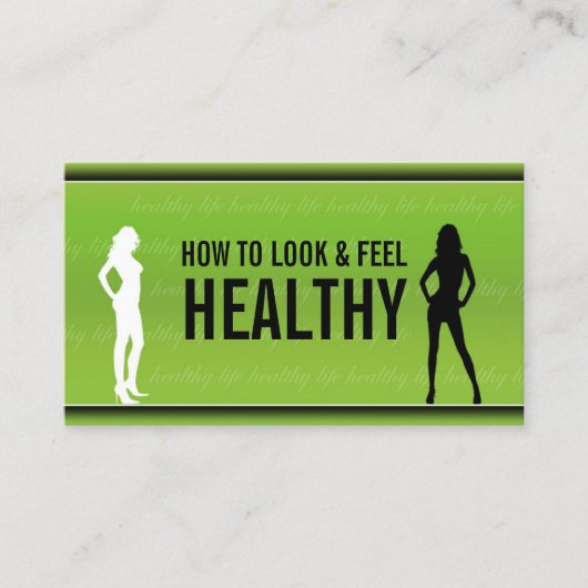 Black & White Woman Profile Healthcare Green Card 名刺 (正面)