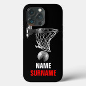 Black White Your Name Surname Basketball Case-Mate iPhoneケース (裏面)