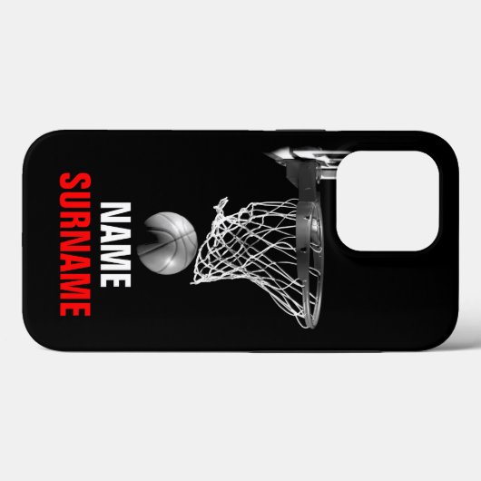 Black White Your Name Surname Basketball Case-Mate iPhoneケース (裏面 (横))