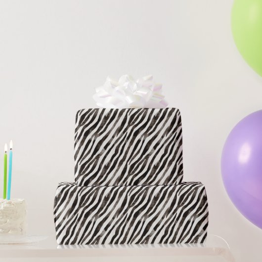 Black White Zebra Print Birthday ラッピングペーパー (パーティーギフト)