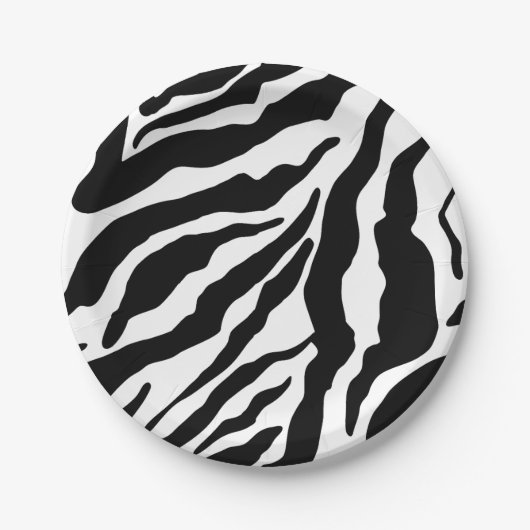 Black& White Zebra Stripes Pattern Animal Print ペーパープレート (正面)