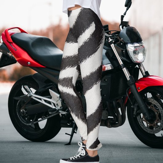 Black White Zebra Stripes Pattern Wildlife Animal レギンス