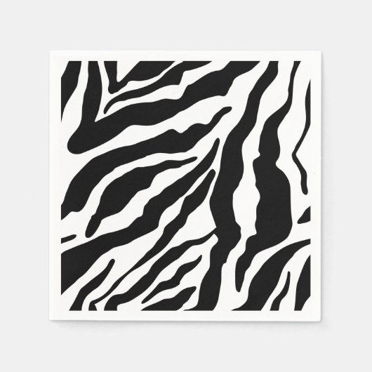 Black& White Zebra Stripes Safari Animal Print  スタンダードカクテルナプキン (正面)