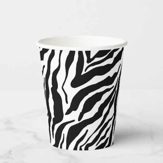 Black& White Zebra Stripes Safari Animal Print  紙コップ (裏面)