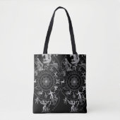 Black + White Zodiac Astrological Signs on a トートバッグ (正面)