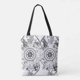 Black + White Zodiac Astrological Signs on a トートバッグ
