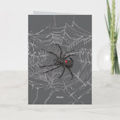 Black Widow Spider And Spiderweb Drawing Art カード (裏面)