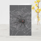 Black Widow Spider And Spiderweb Drawing Art カード (黄色い花)