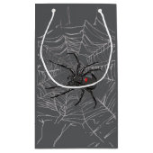 Black Widow Spider And Spiderweb Drawing Art スモールペーパーバッグ (裏面)