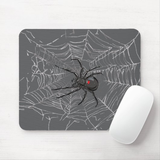 Black Widow Spider And Spiderweb Drawing Art マウスパッド (マウス)
