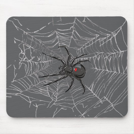 Black Widow Spider And Spiderweb Drawing Art マウスパッド (正面)