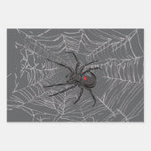 Black Widow Spider And Spiderweb Drawing Art ラッピングペーパーシート (正面)