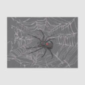 Black Widow Spider And Spiderweb Drawing Art 薄葉紙 (正面)