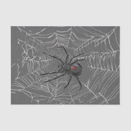 Black Widow Spider And Spiderweb Drawing Art 薄葉紙 (正面)