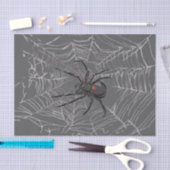 Black Widow Spider And Spiderweb Drawing Art 薄葉紙 (クラフト)