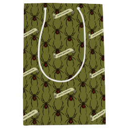 Black Widow Spider Halloween Pixel Art Pattern ミディアムペーパーバッグ