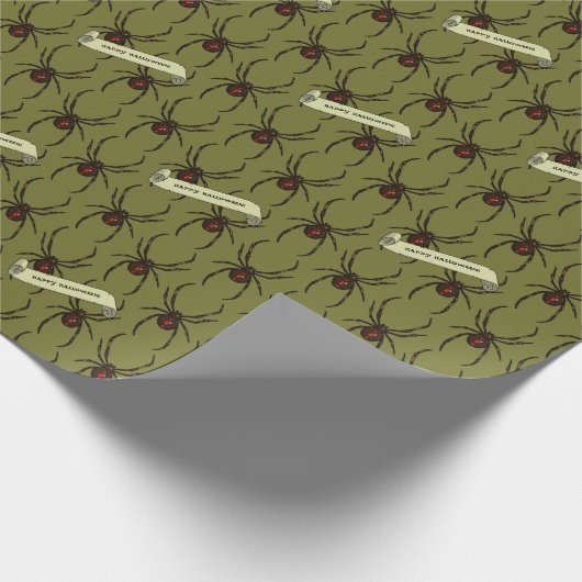 Black Widow Spider Halloween Pixel Art Pattern ラッピングペーパー (角)