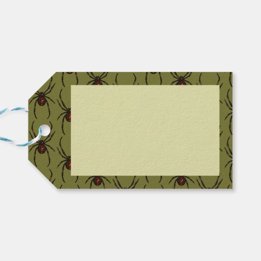 Black Widow Spider Happy Halloween Pixel Pattern ギフトタグ (裏面横)