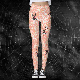 Black Widow Spider Webs Pastel Peach Costume レギンス
