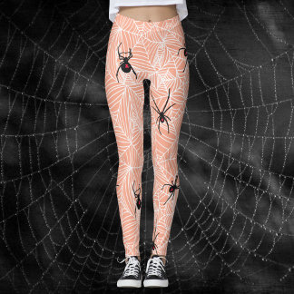 Black Widow Spider Webs Pastel Peach Costume レギンス