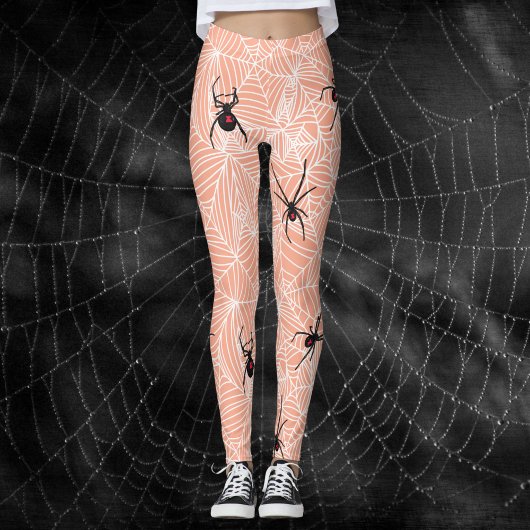Black Widow Spider Webs Pastel Peach Costume レギンス
