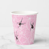 Black Widow Spider Webs Pastel Pink 紙コップ (正面)