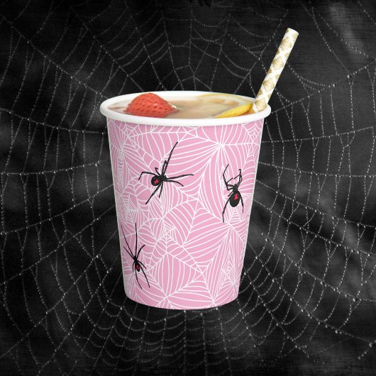 Black Widow Spider Webs Pastel Pink 紙コップ