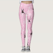 Black Widow Spider Webs Pastel Pink Costume Leggin レギンス (正面)