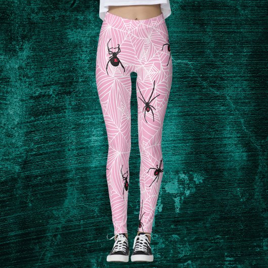 Black Widow Spider Webs Pastel Pink Costume Leggin レギンス