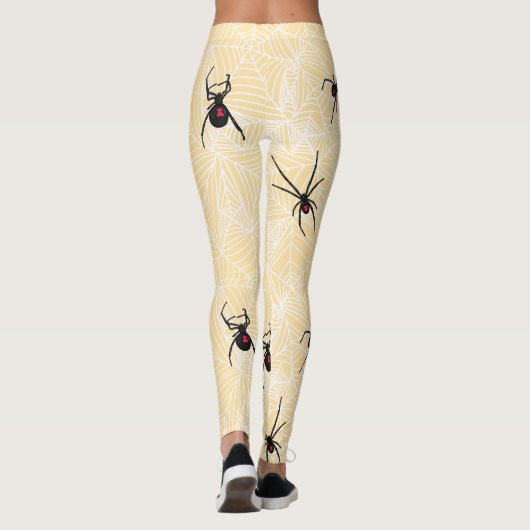 Black Widow Spider Webs Pastel Yellow Costume レギンス (裏面)