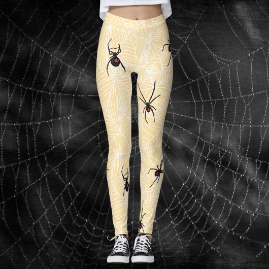 Black Widow Spider Webs Pastel Yellow Costume レギンス