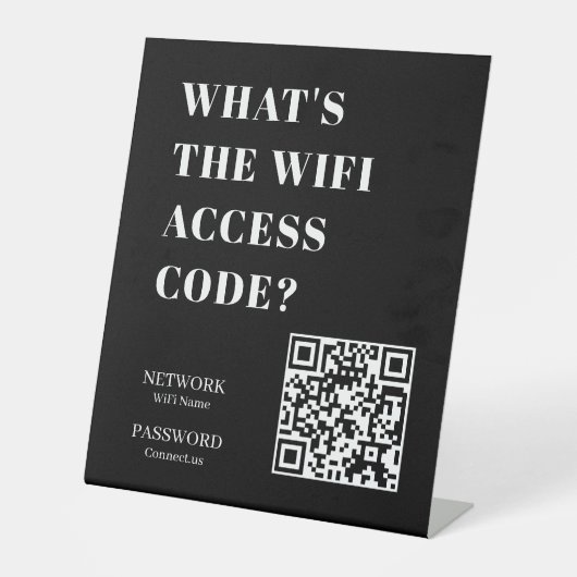 Black WiFi QR Code | Network Password Scan Display 台座サイン (正面)