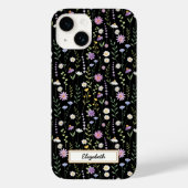 Black Wild Flowers Pattern Case-Mate iPhoneケース (裏面)