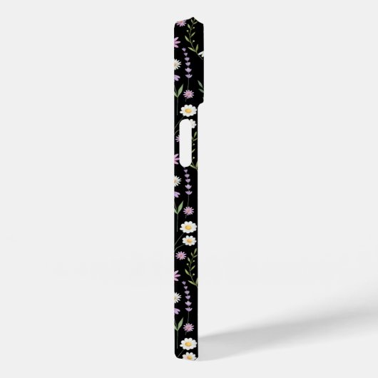 Black Wild Flowers Pattern Case-Mate iPhoneケース (裏面 / 右)
