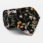 Black Wildflower Garden Flowers Spring Meadow ネクタイ (ロール)