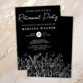 Black Wildflowers Retirement Party Invitation 招待状