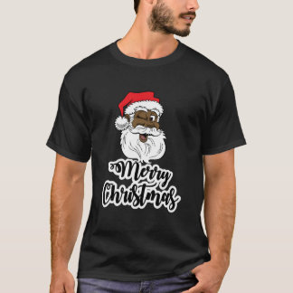 Black Winking Santa Merry African American Santa Tシャツ