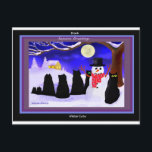 Black Winter catsクリスマスカード シーズンポストカード<br><div class="desc">黒猫のクリスマスの冬のシーン。</div>