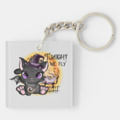 Black Witch Cat | Halloween Cat キーホルダー (裏面)