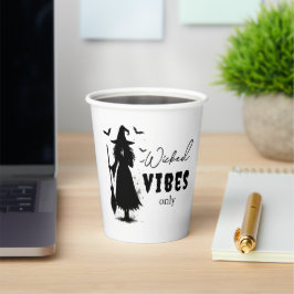Black Witch Silhouette – "Wicked Vibes Only" - 紙コップ