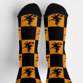 Black Witches Black & Orange Checkered ソックス (上部)