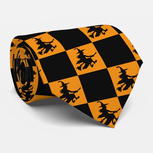 Black Witches Black & Orange Checkered ネクタイ (ロール)