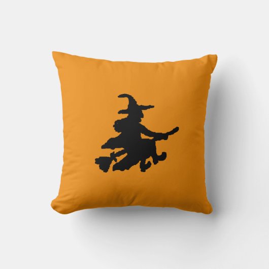 Black Witches on Orange クッション (正面)