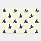 Black Witches on Yellow, Purple & Teal Checkered ラッピングペーパーシート (正面)