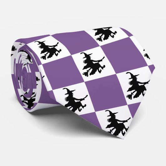 Black Witches Purple & White Checkered ネクタイ (ロール)