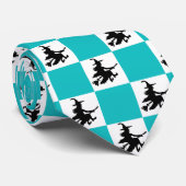 Black Witches Teal & White Checkered ネクタイ (ロール)
