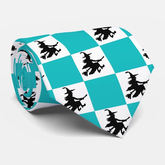 Black Witches Teal & White Checkered ネクタイ (ロール)