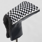 Black with Classic White Square Pattern Style ゴルフヘッドカバー (3/4 正面)