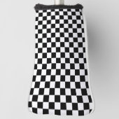 Black with Classic White Square Pattern Style ゴルフヘッドカバー (回転90)